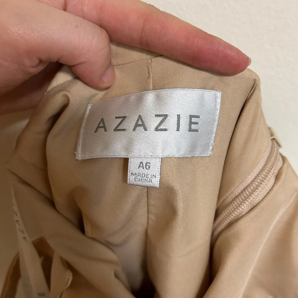 Azazie Clarice Gold Metallic Satin Bridesmaid Dress Sz 6 EUC - Picture 9 of 12